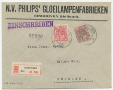 Em. Bontkraag Aangetekend Eindhoven - Duitsland 1922
